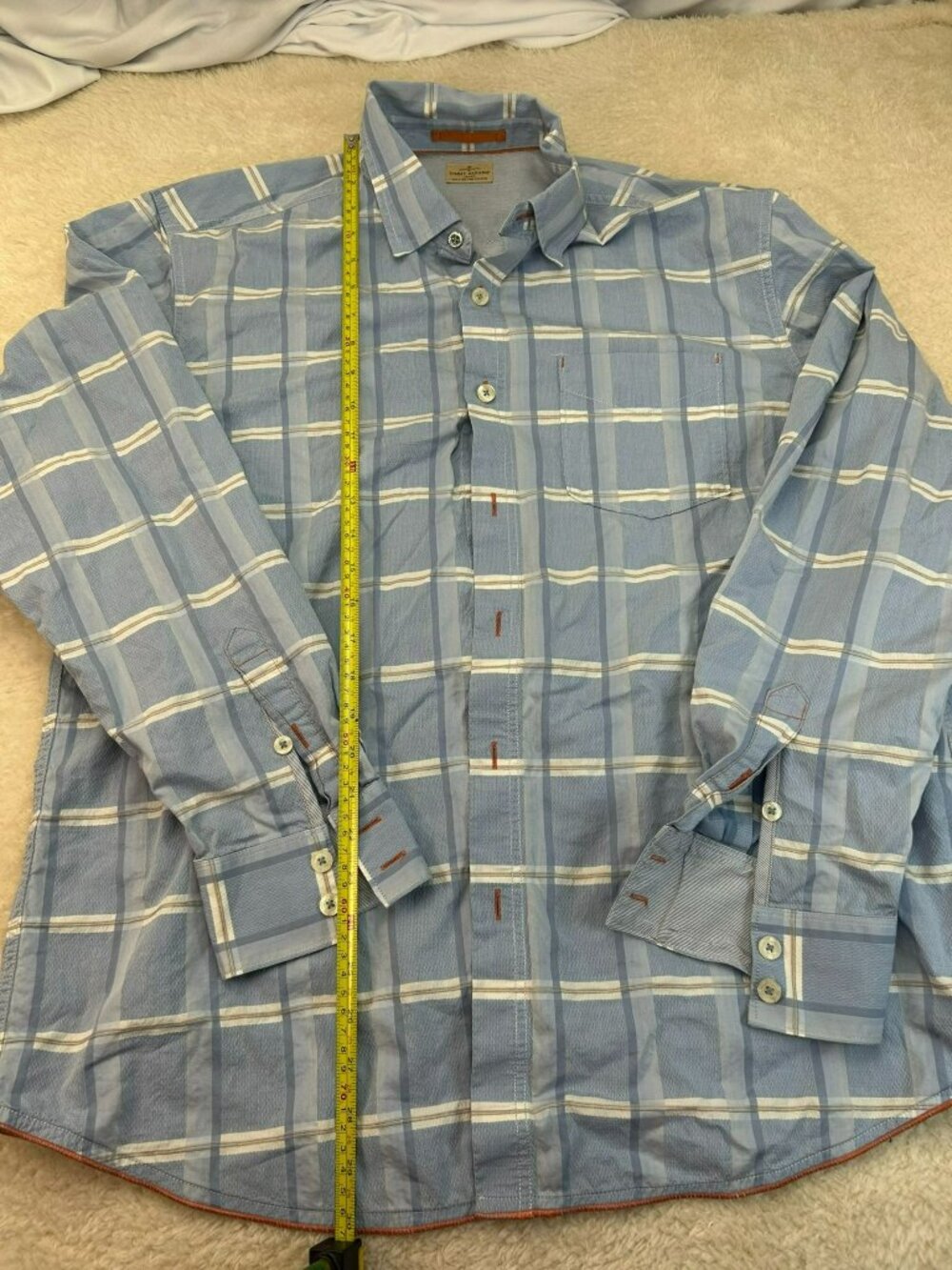 Tommy Bahama Mens Button Down Shirt Blue Plaid XL Cotton Long Sleeve Casual Pre- - Picture 1 of 5